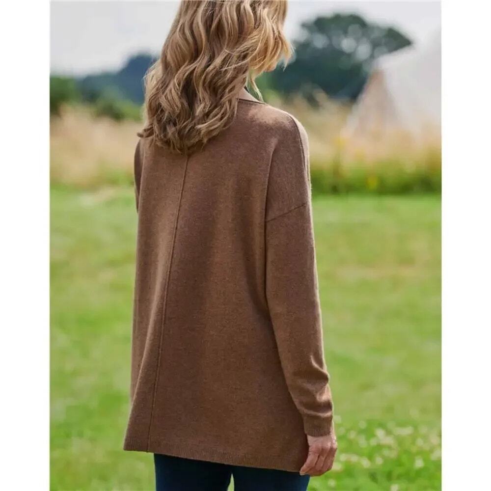 WooLovers Cashmere & Merino Pocket Tunic in Pecan Marl Size Medium - Picture 3 of 16